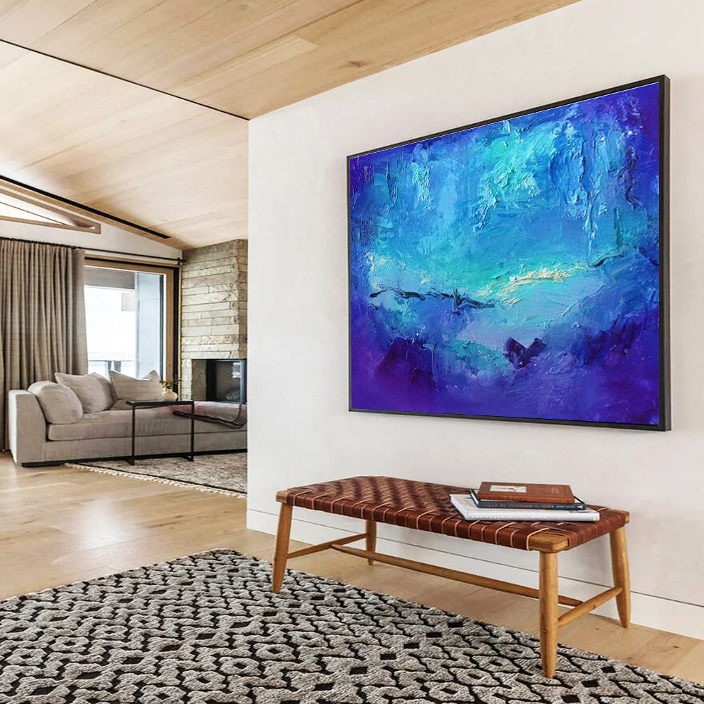 Oversized Custom Abstract Hand Painting for Arctic Freshwater River Ecosystem Restoration Project Office DLZ3104