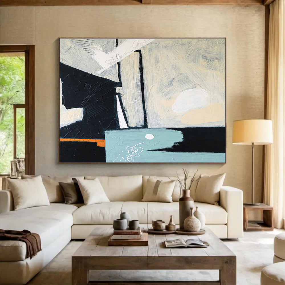 Custom-Made Giant Abstract Hand Painting for Floating Solar Farm Operations Hub DLZ2930