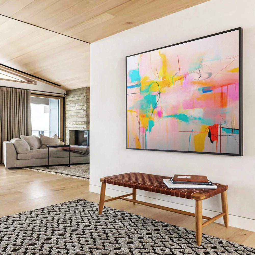 Oversized Custom Hand-Painted Abstract Art for Online Payment Gateway Security Operations Center DLZ2884