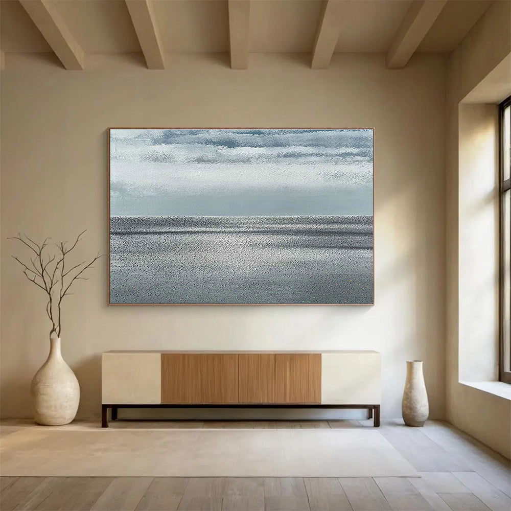 Oversized Custom Abstract Hand Painting for Arctic Freshwater Lake Fish Population Genetics Research Station DLZ3133