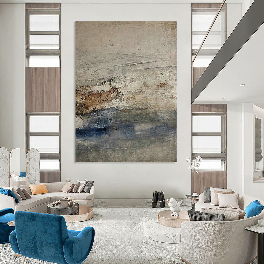 Expansive Custom Hand-Painted Abstract Canvas - Rustic Elegance for Cheese Tasting Rooms  DLZ0211