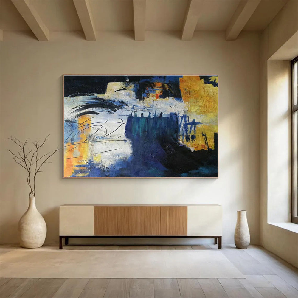 Oversized Handmade Abstract Wall Art, Tropical Color Palette for Outdoor Spaces DLZ3234