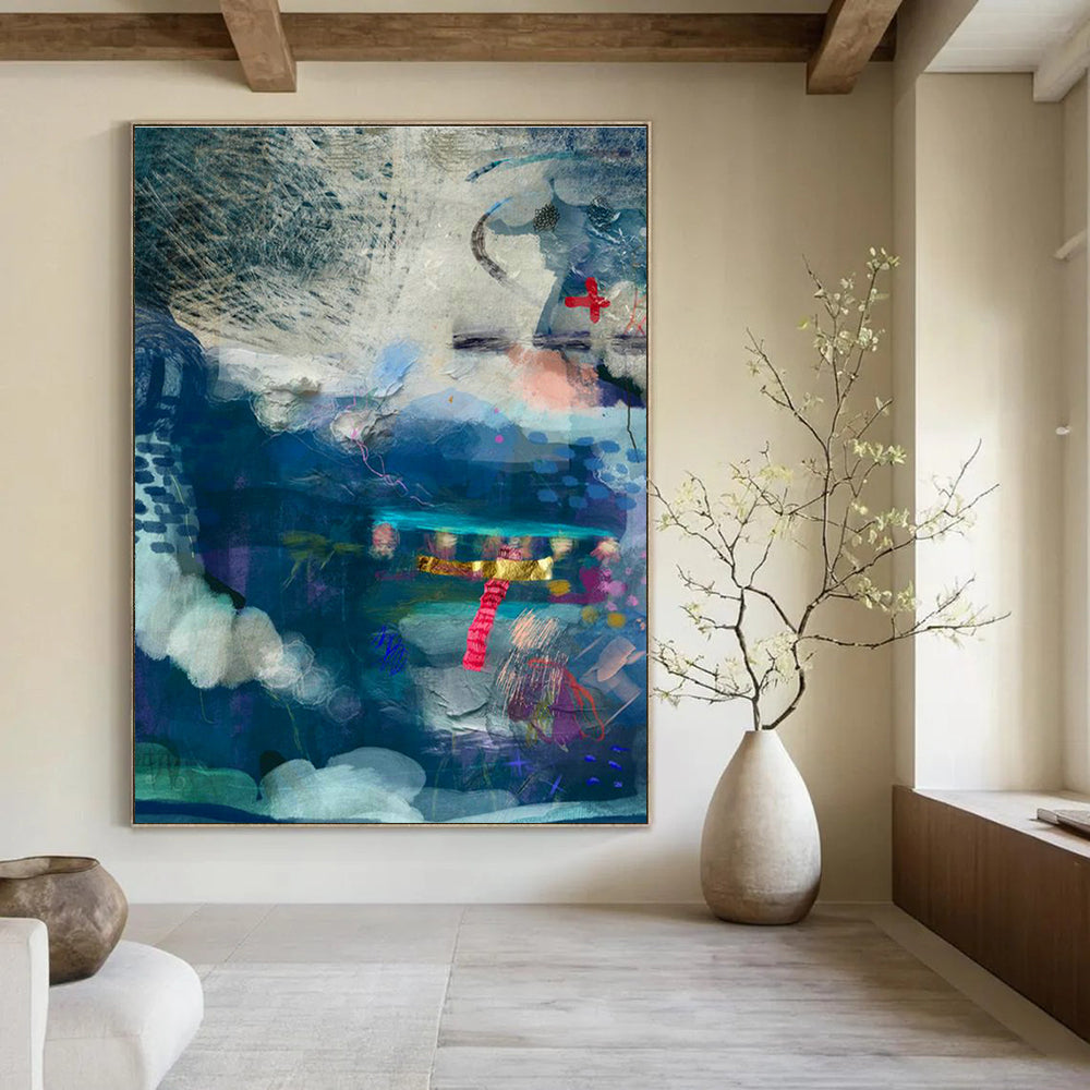 Large Custom Hand-Painted Abstract Art - Inspiring Interior for Creative Studios  DLZ0155
