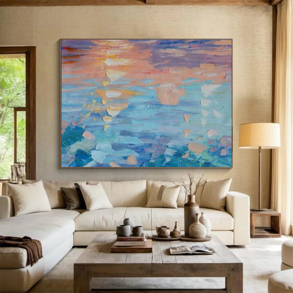 Oversized Custom Abstract Hand Painting for Arctic Freshwater Wetland Restoration Project Office DLZ3046