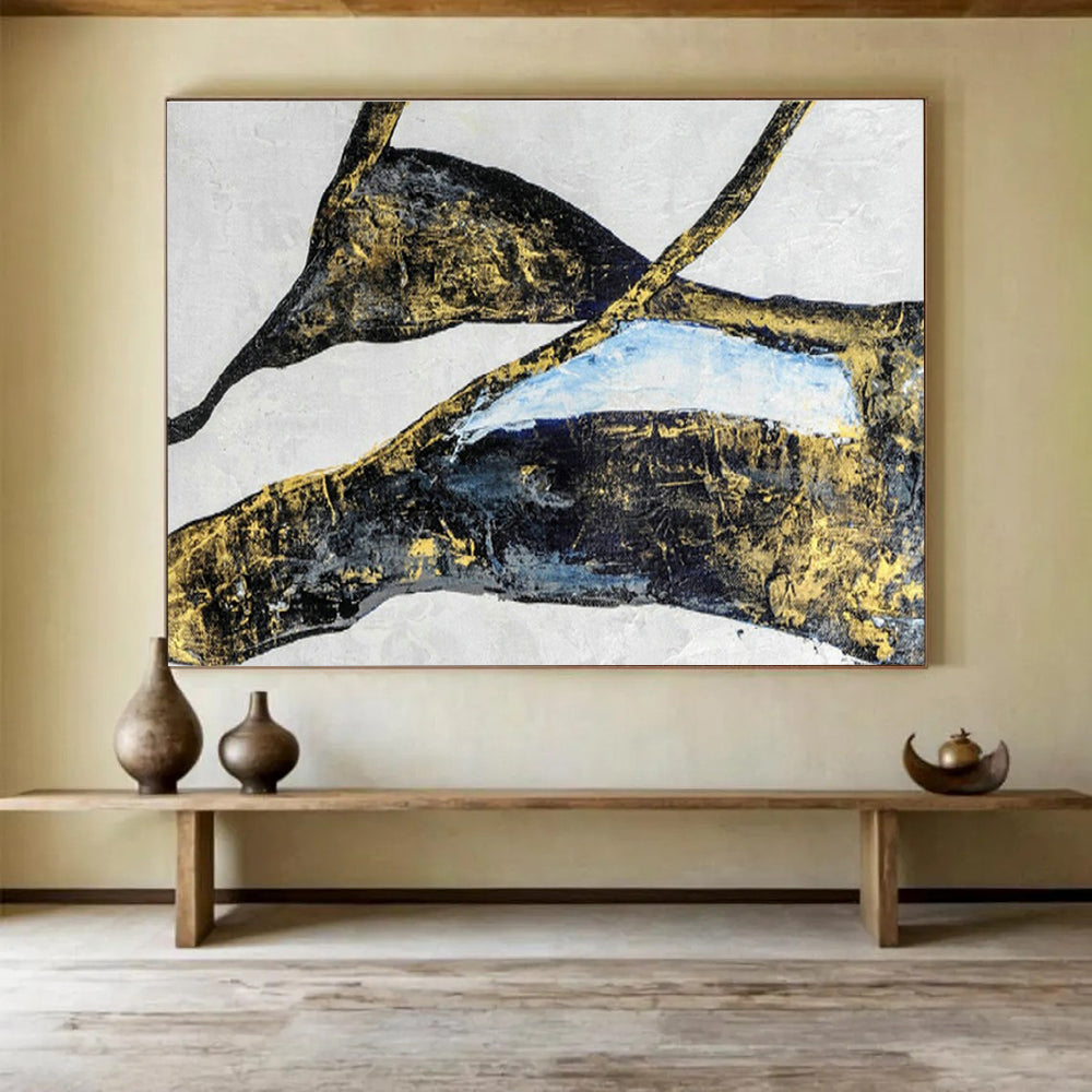 Customizable Extra-Large 3D Textured Hand-Painted Abstract Oil Painting for High-Ceiling Spaces