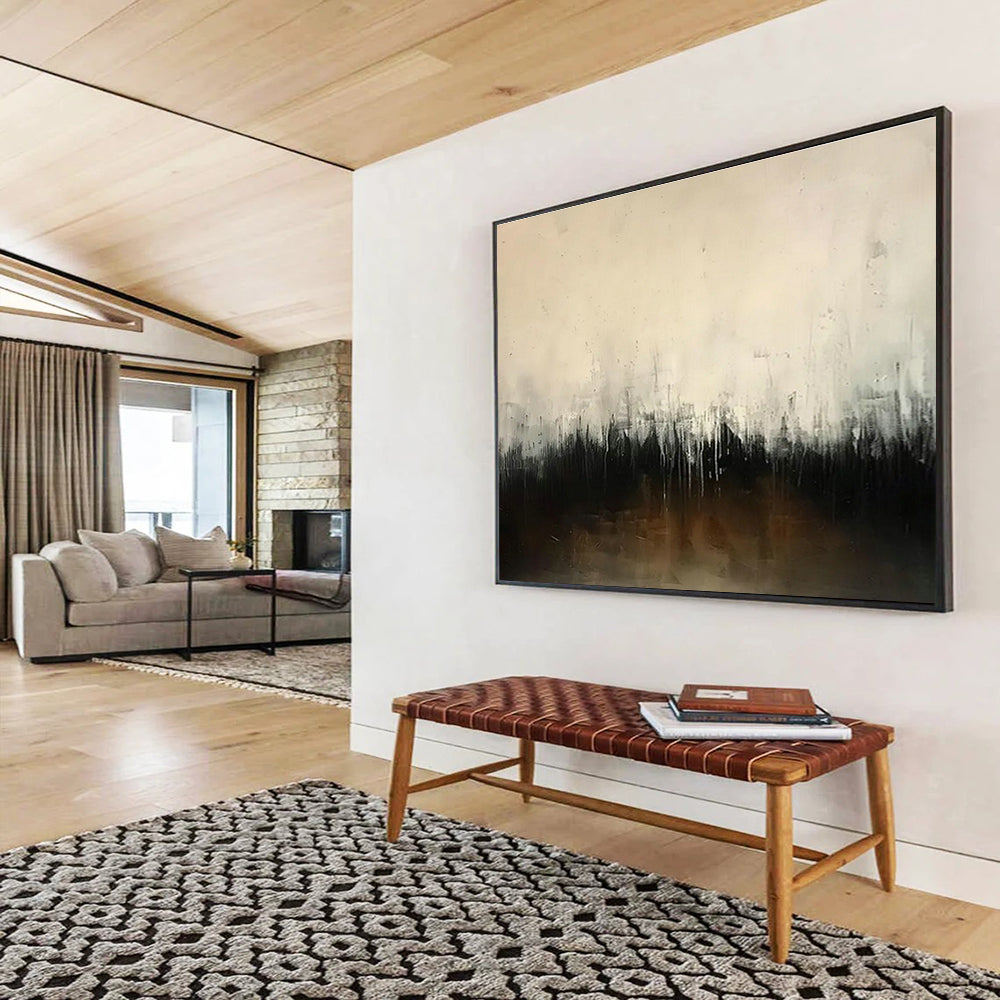 Light & Shadow Custom Hand-Painted Abstract Landscape for Dining Areas
