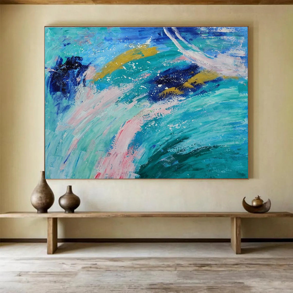 Oversized Custom Abstract Hand Painting for Deep-Sea Coral Nursery Expansion Project Office DLZ3038