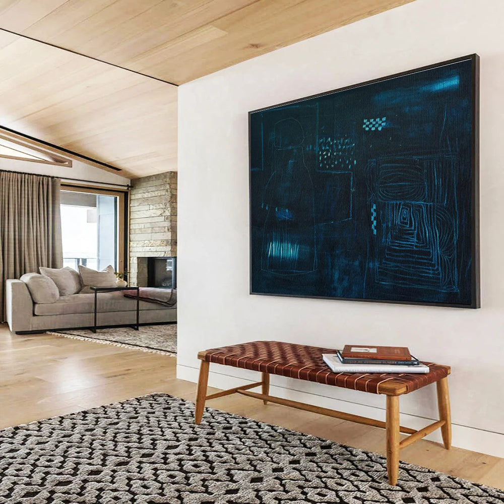 Monochromatic Gradient Custom Hand-Painted Abstract Art with Texture for Bathrooms and Humid Spaces
