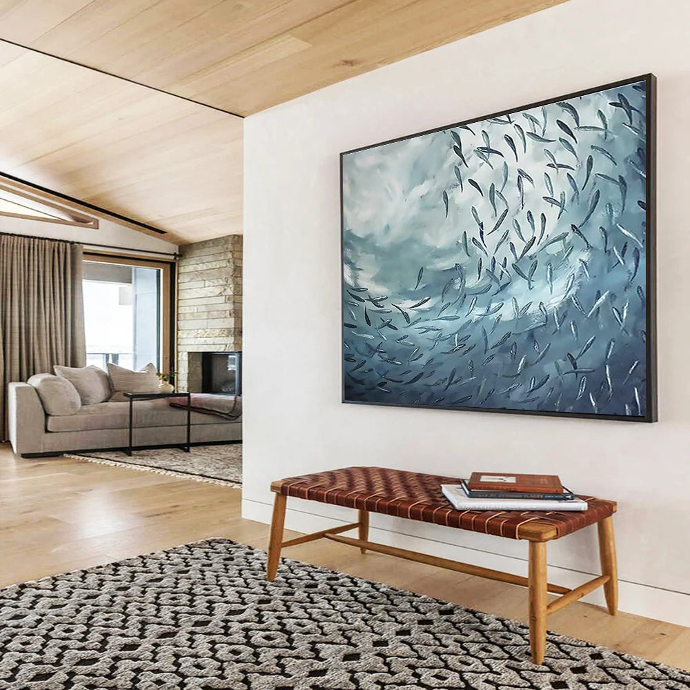Custom Giant Abstract Hand Painting for Subterranean Aquifer Water Quality Remediation and Monitoring Center DLZ3176