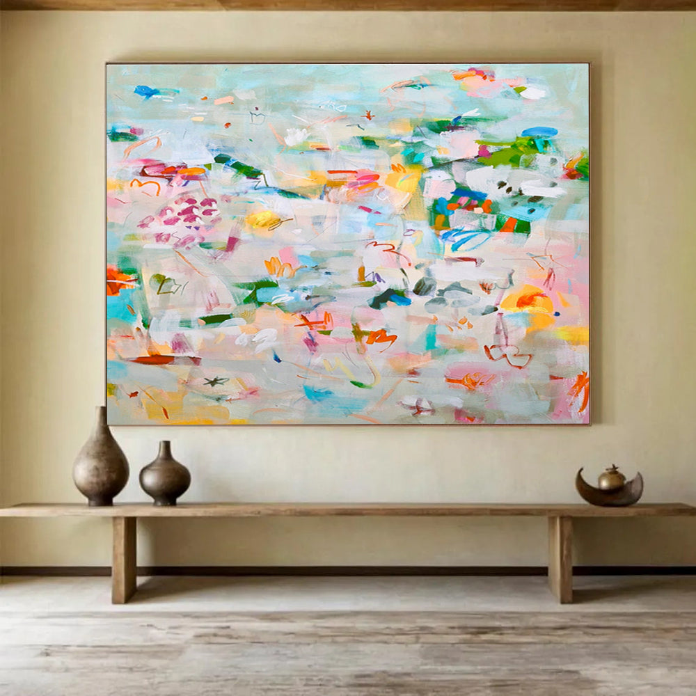 Industrial Pipe Frame Custom Hand-Painted Abstract Art for Lofts and Industrial Spaces