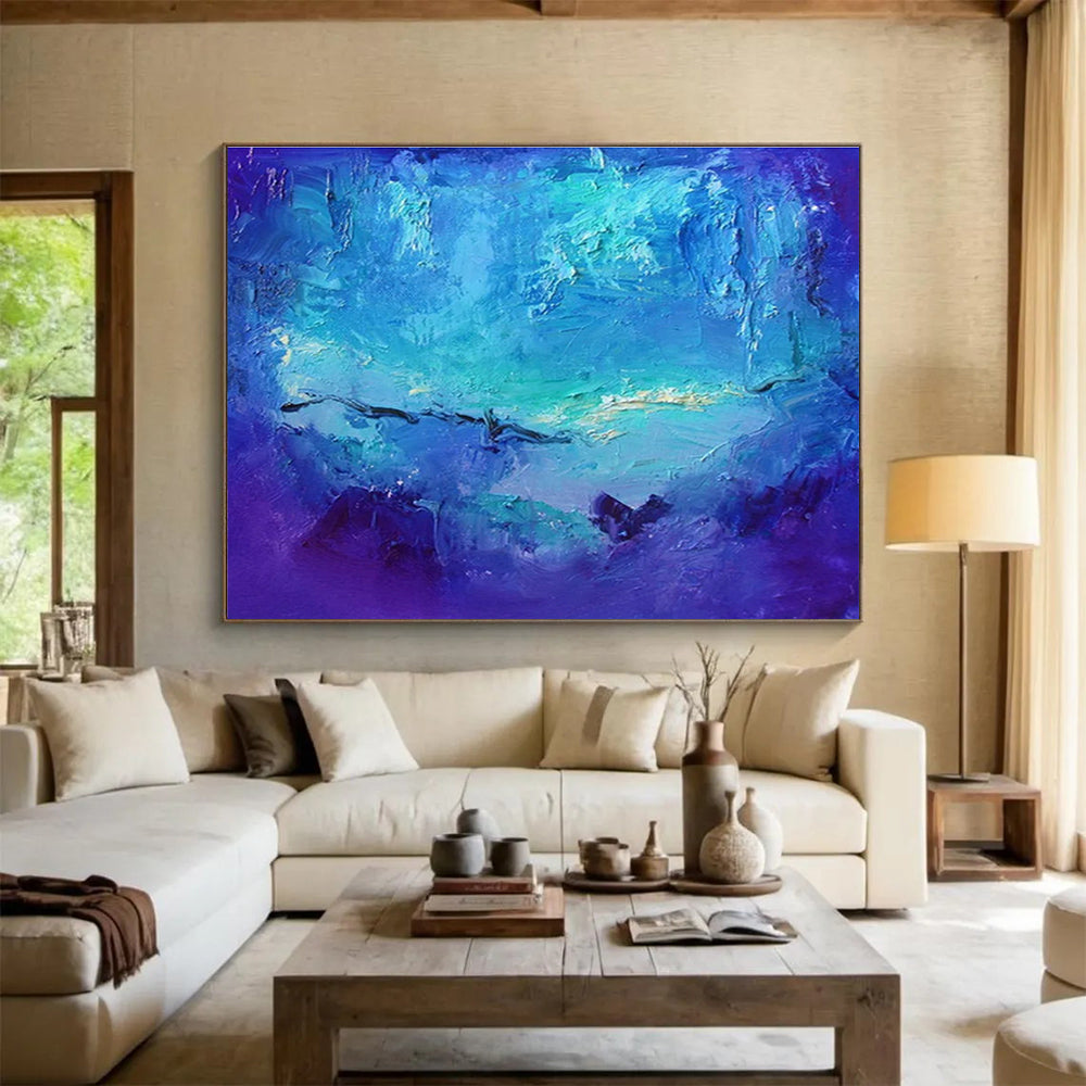 Oversized Custom Abstract Hand Painting for Arctic Freshwater River Ecosystem Restoration Project Office DLZ3104