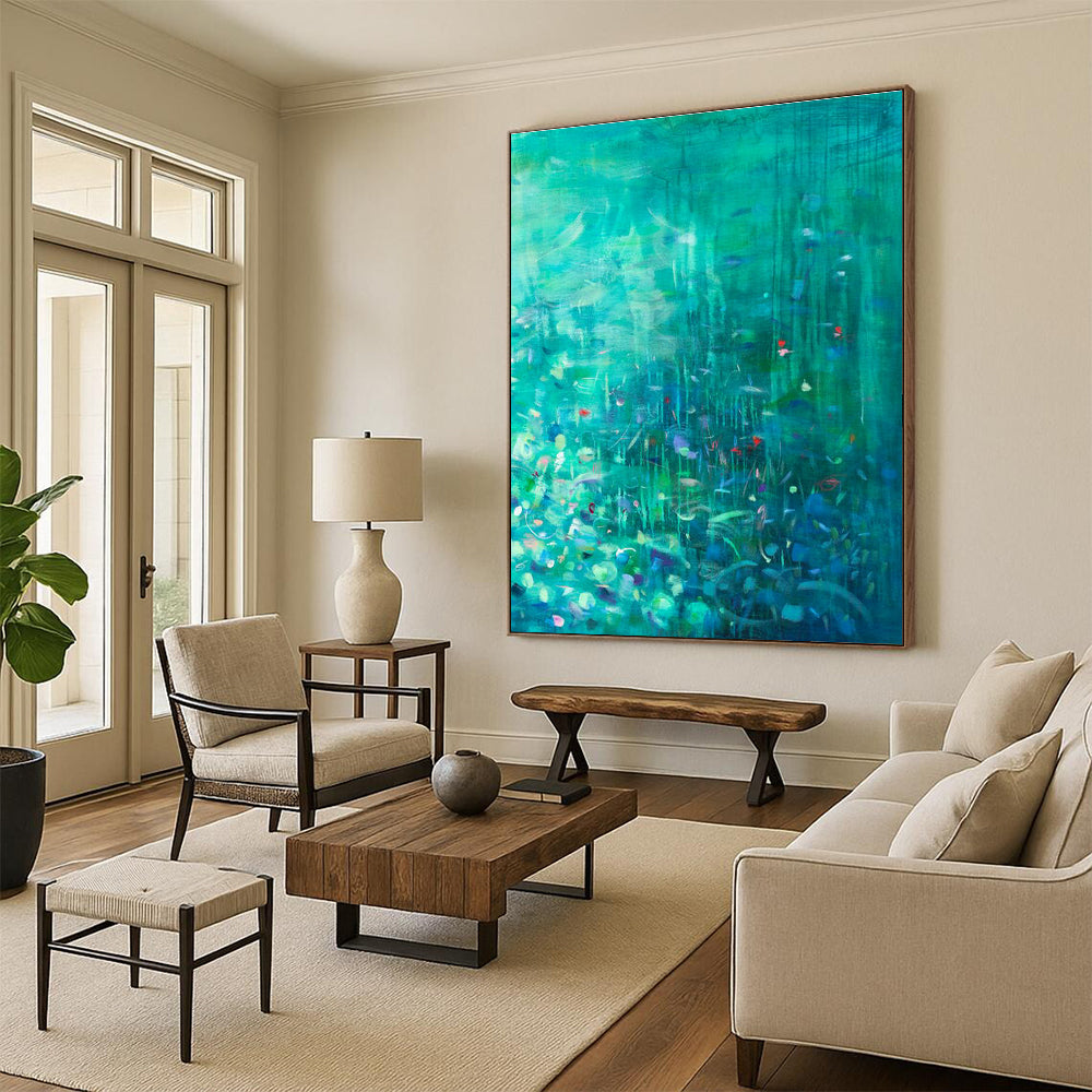 Large-Scale Custom Hand-Painted Abstract Painting - Engaging Decor for Science Centers  DLZ0159