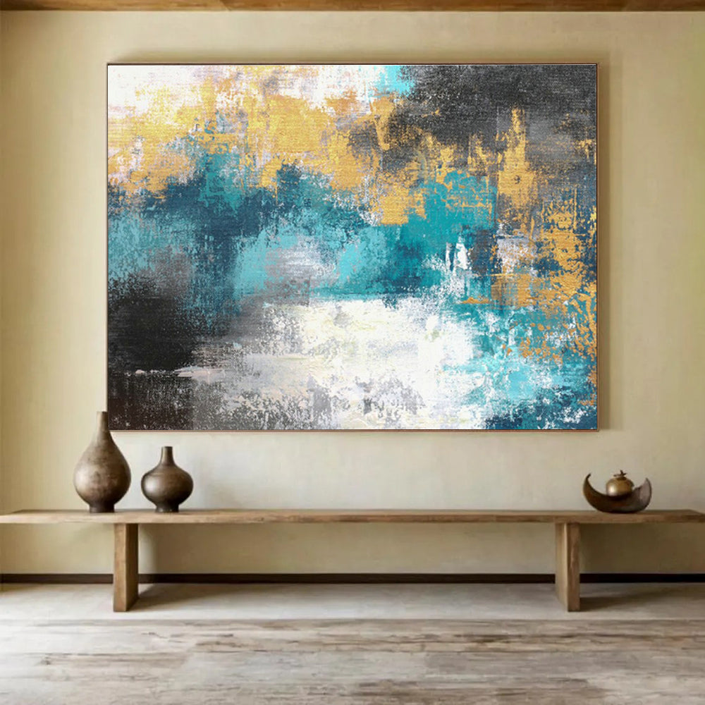 Monumental Geometric Abstract Art - Hand-Painted Resin for Co-Working Spaces