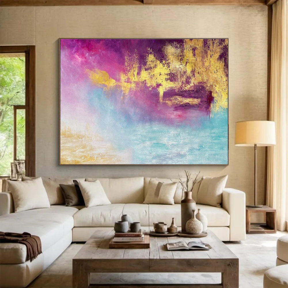 Dynamic Drip Texture Custom Hand-Painted Canvas Art in Industrial Style for Loft Spaces