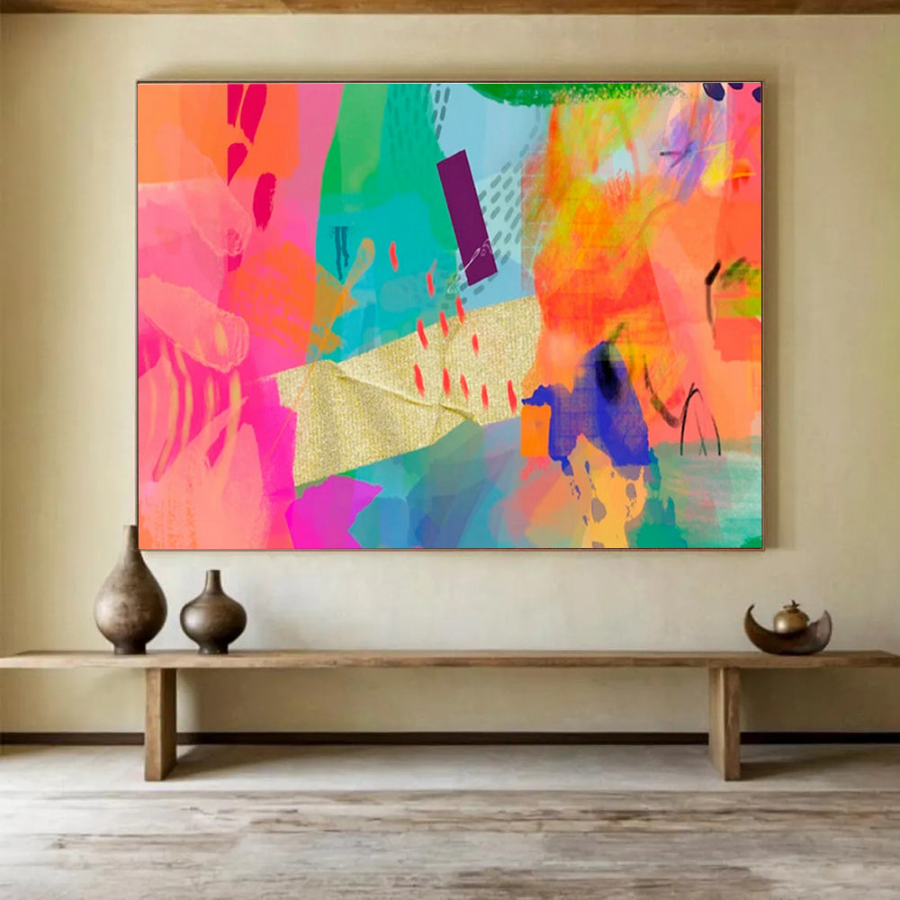 Bespoke Vertical Entertainment Complex Oversized Abstract Hand-Painted Mural DLZ2583