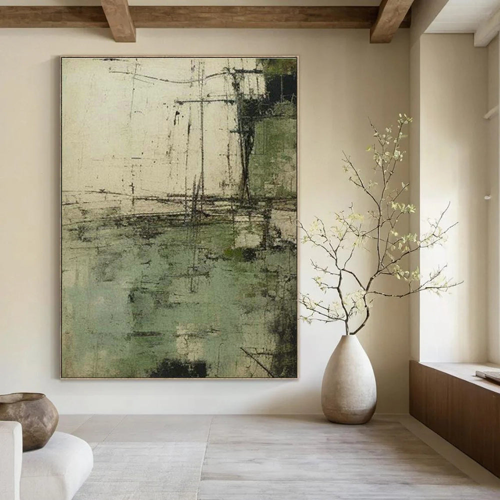 Grand Custom Hand-Painted Abstract Artwork - Artistic Sophistication for High-End Furniture Showrooms  DLZ0260