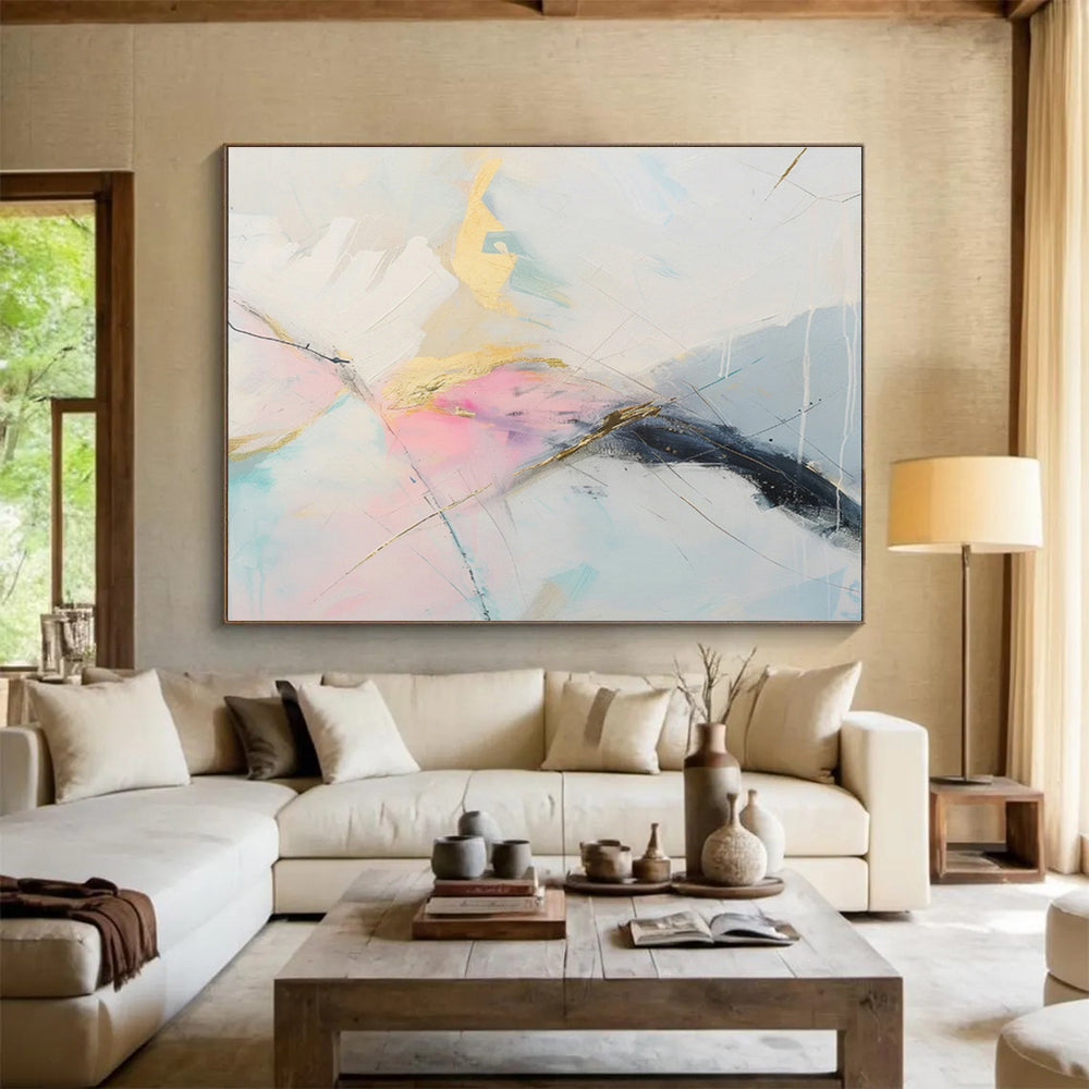 Customized Large-Scale Abstract Hand Painting for Arctic Research Station Living Quarters DLZ2863
