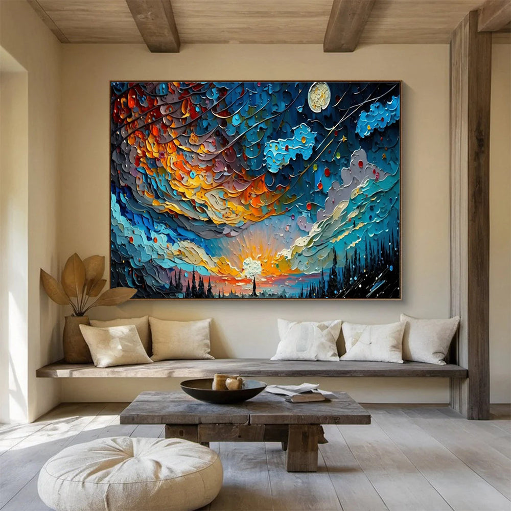Extra Large Custom Hand-Painted Abstract Canvas for Yoga Studios DLZ3262