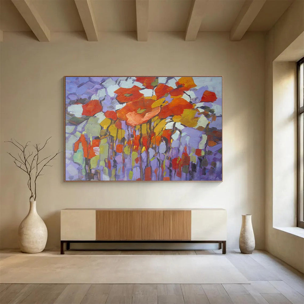 Oversized Hand-Painted Abstract Canvas, Whimsical Patterns for Playrooms DLZ3237