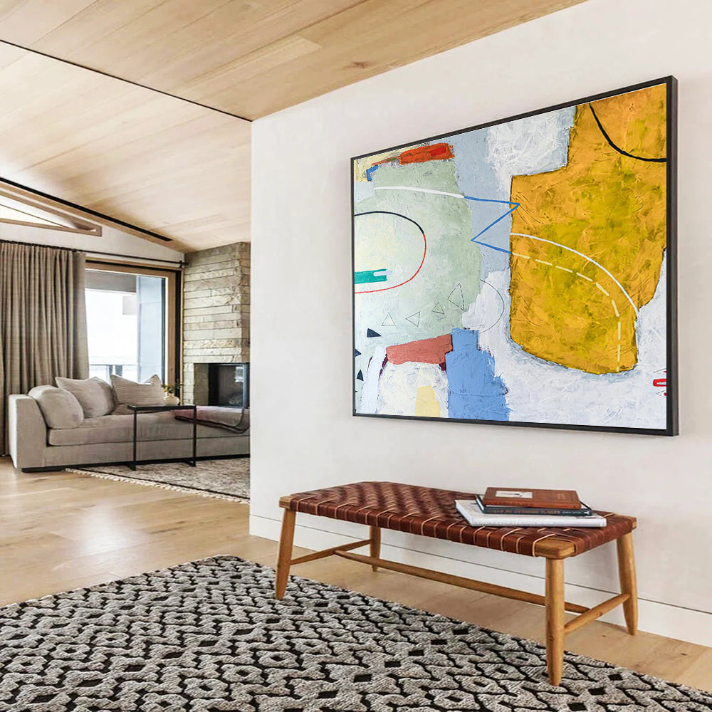 Oversized Custom Hand-Painted Abstract Art for Underwater Tunnel Construction Site Office DLZ2943