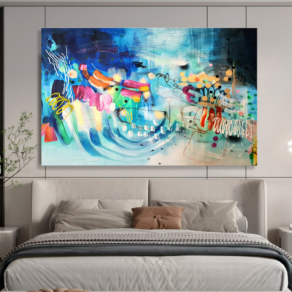 Prism Glass Custom Hand-Painted Abstract for Light Installation Art
