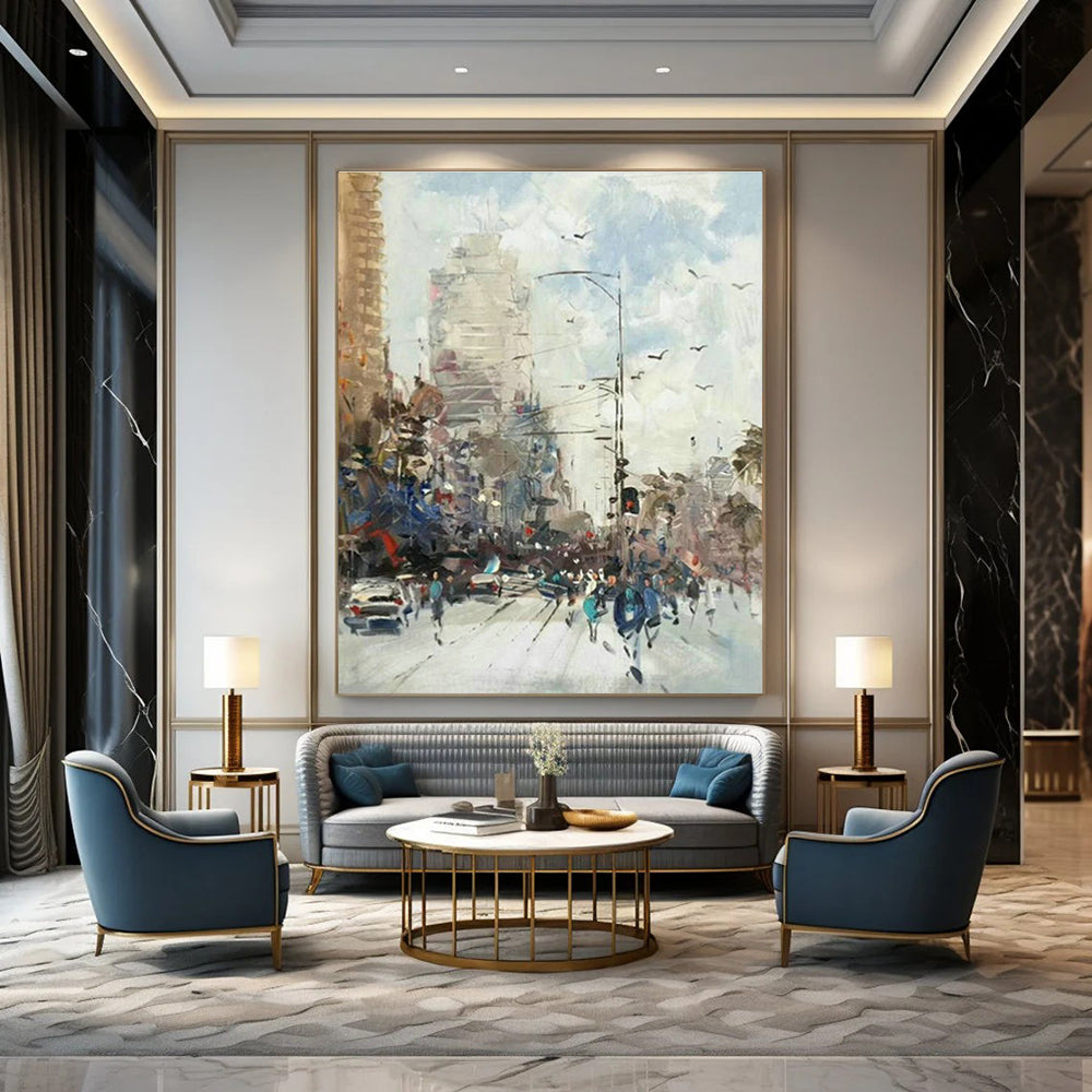 Vast Custom Hand-Painted Abstract Painting - Cinematic Realms for Film Production Studios’ Green Rooms  DLZ0345