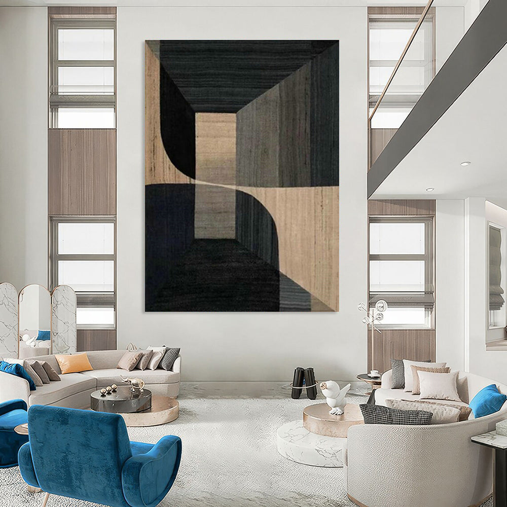 Grand Custom Hand-Painted Abstract Canvas - Artistic Sophistication for Interior Design Showrooms  DLZ0244