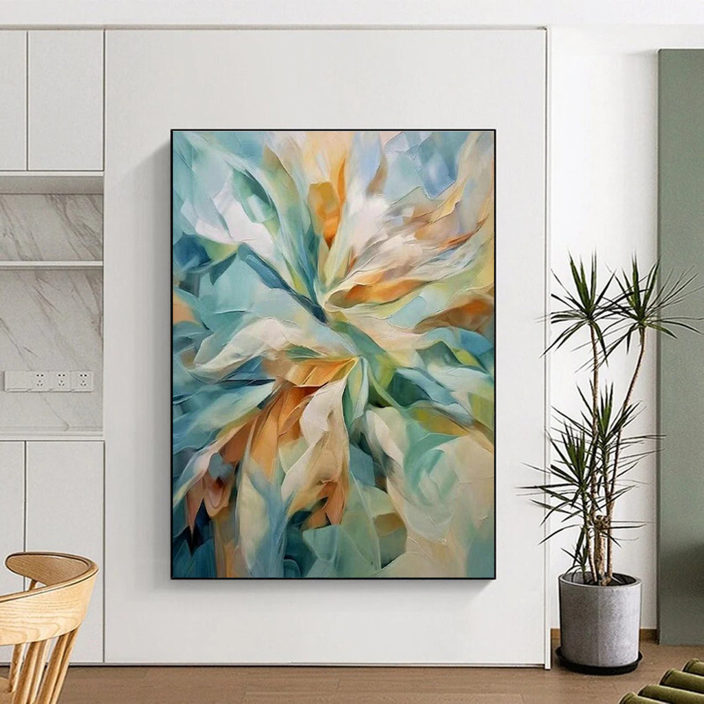 Enormous Custom Hand-Painted Abstract Painting - Artisanal Warmth for Woodworking Workshops  DLZ0279