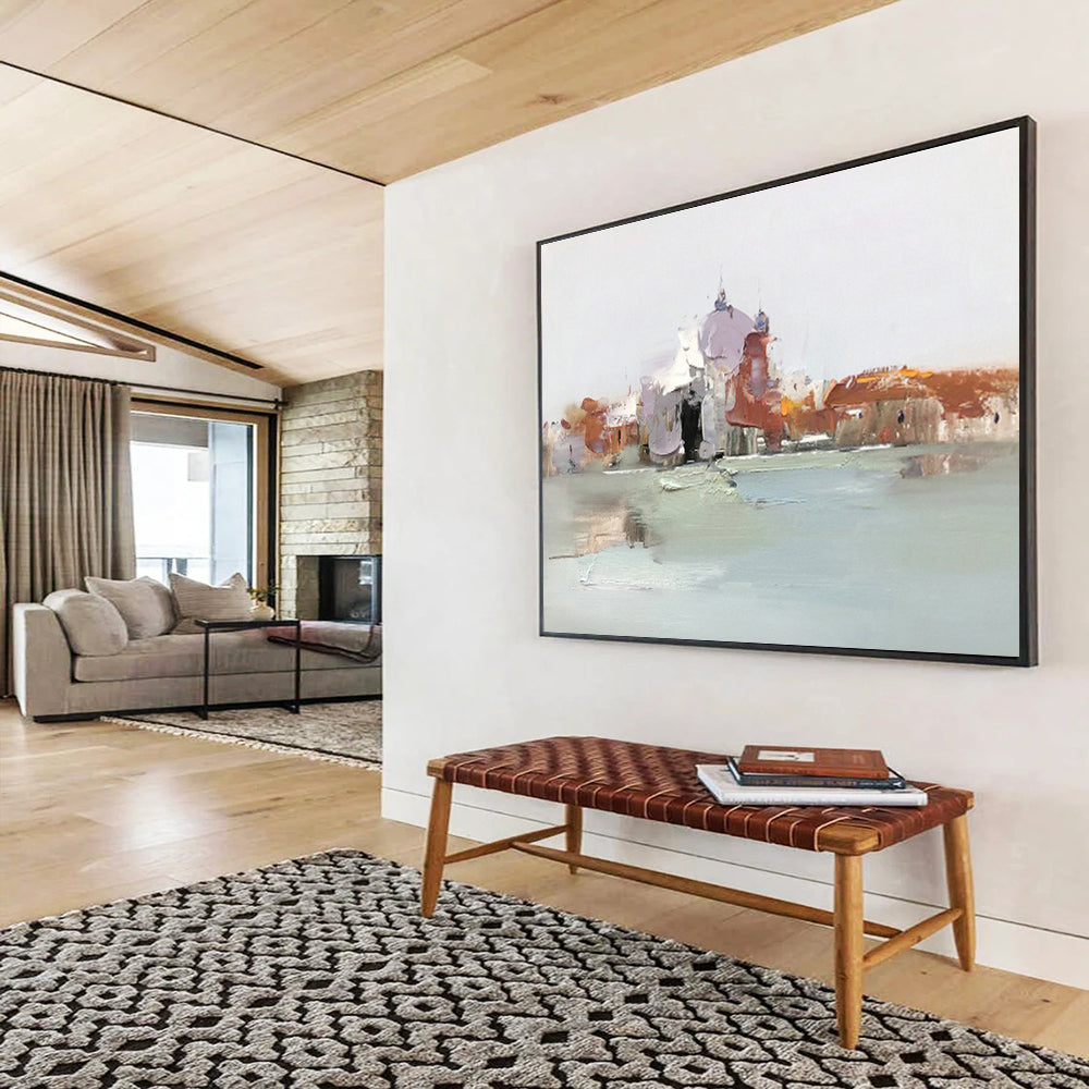 Oversized Custom Abstract Hand Painting for Arctic Freshwater Fish Migration Research Station DLZ3017