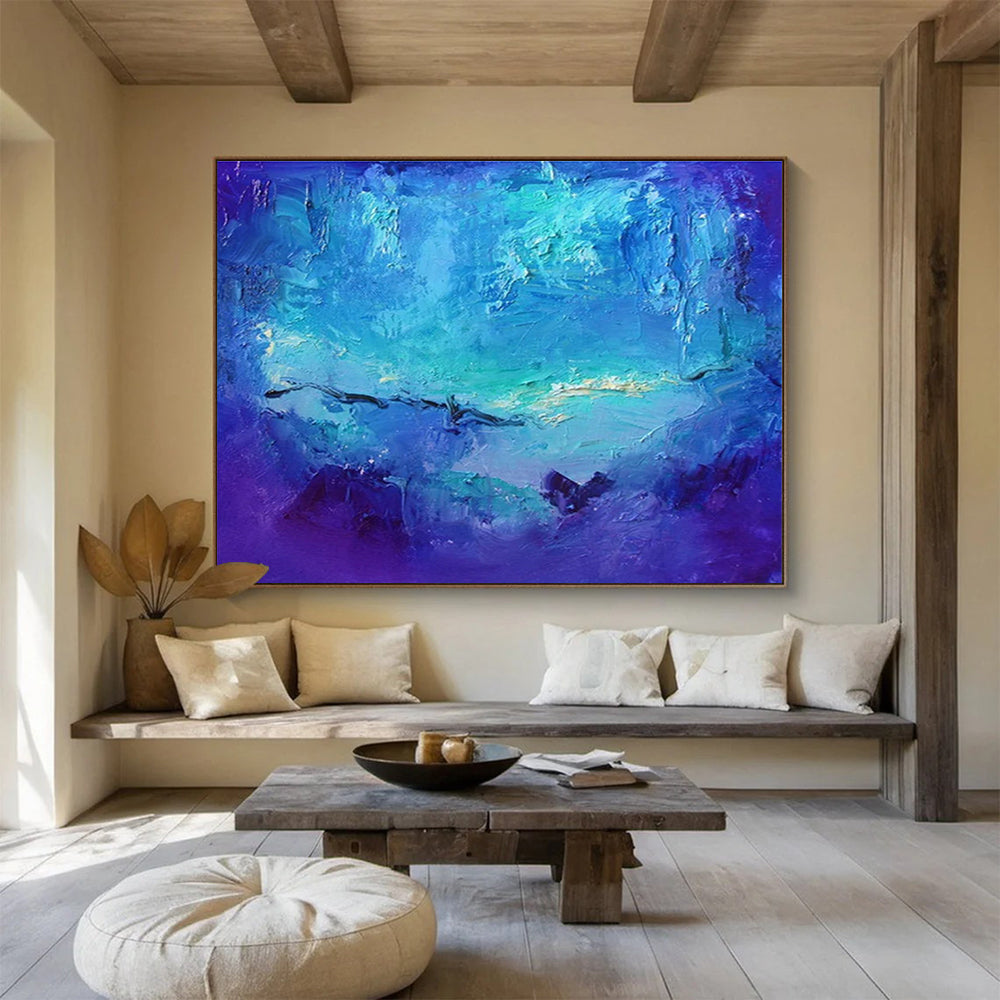 Oversized Custom Abstract Hand Painting for Arctic Freshwater River Ecosystem Restoration Project Office DLZ3104