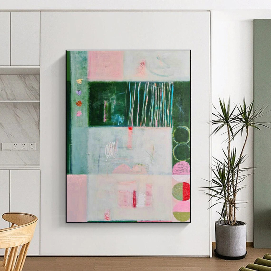 Large-Scale Customizable Hand-Painted Abstract Painting - Fun Art Decoration for Mahjong Rooms  DLZ0145