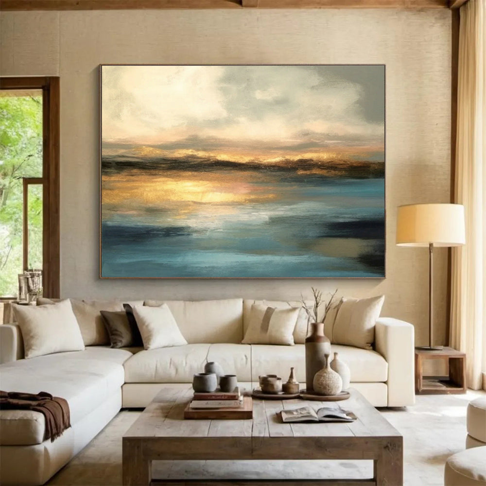 Large Custom Abstract Hand-Painted Art for Ski Lodge DLZ2724
