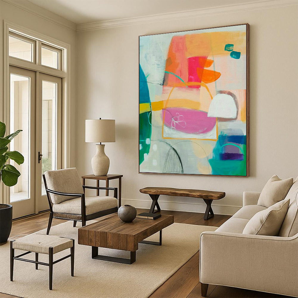 Large-Scale Custom Hand-Painted Abstract Painting - Personalized Art Decoration for Apartments  DLZ0138