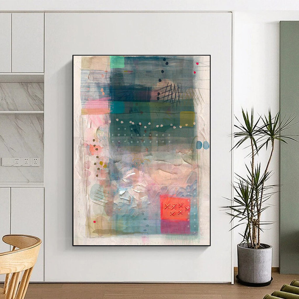 Oversized Custom Hand-Painted Abstract Canvas - Stunning Centerpiece for Art Galleries  DLZ0156