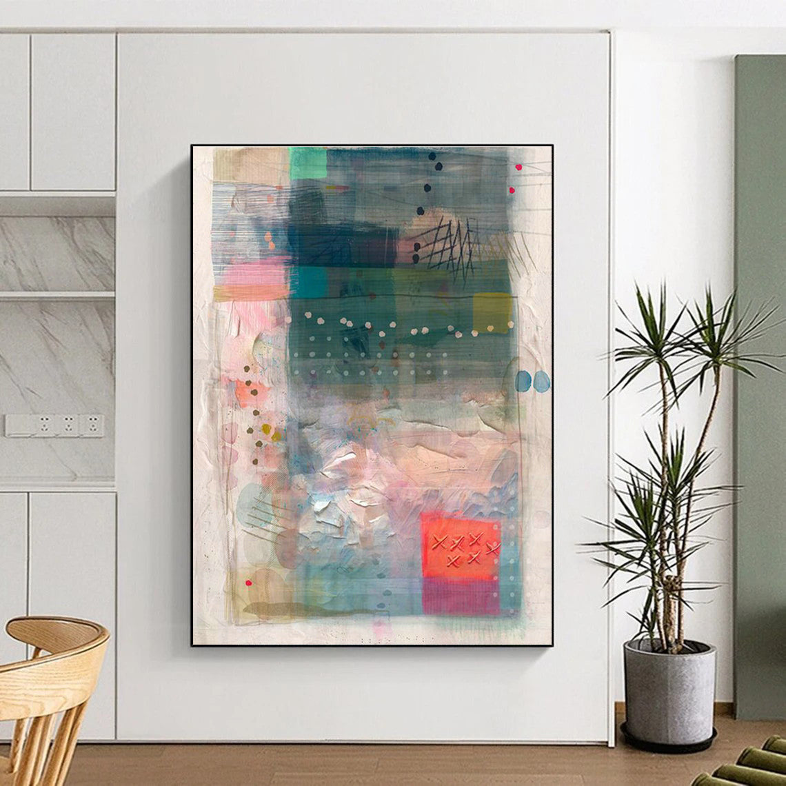 Oversized Custom Hand-Painted Abstract Canvas - Stunning Centerpiece for Art Galleries  DLZ0156
