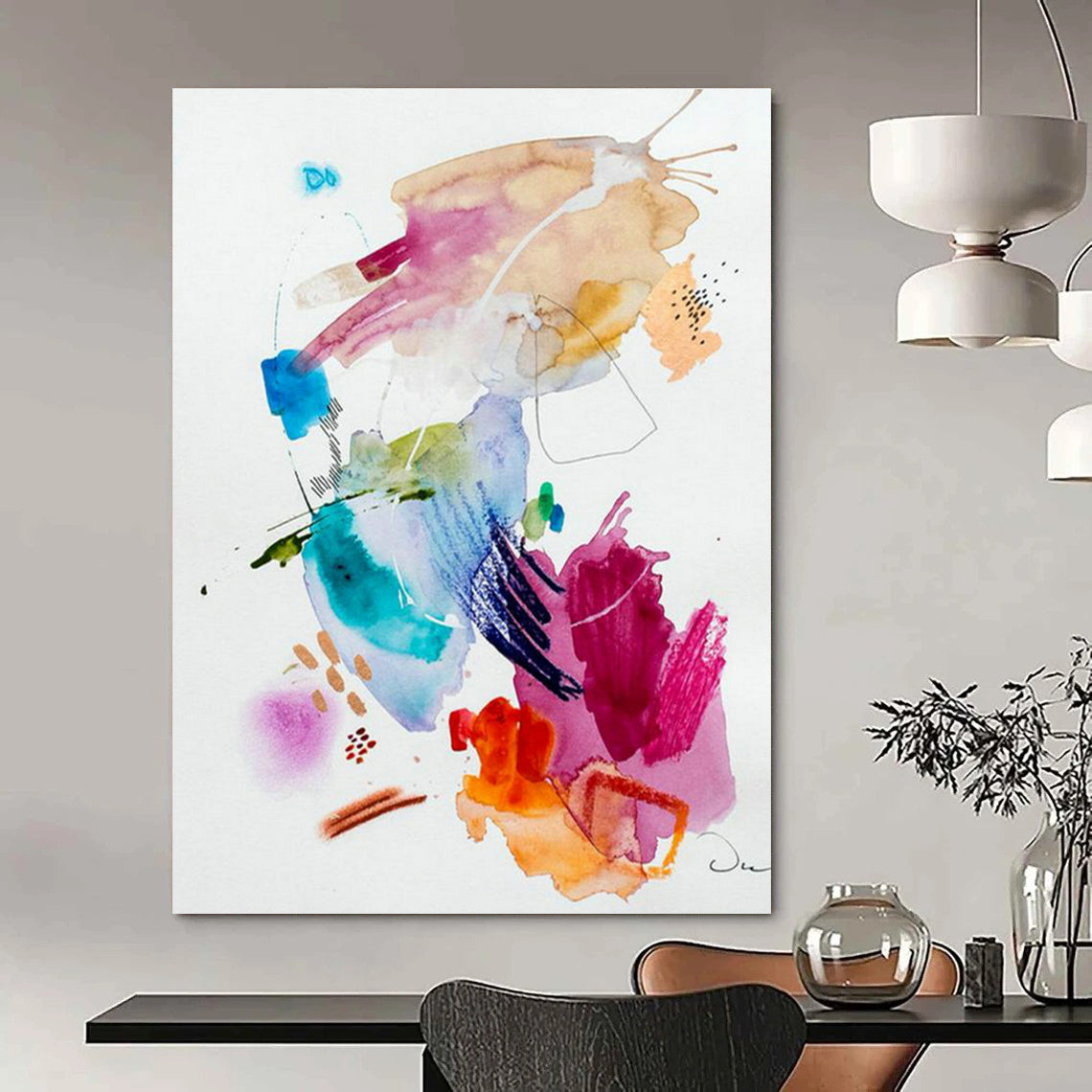 Oversized Custom Hand-Painted Abstract Canvas for 3D Printing Studios  DLZ0085