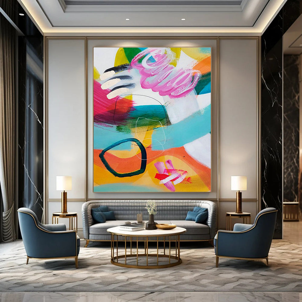 Gigantic Custom Hand-Painted Abstract Canvas for Urban Bird - Watching Hubs  DLZ0099