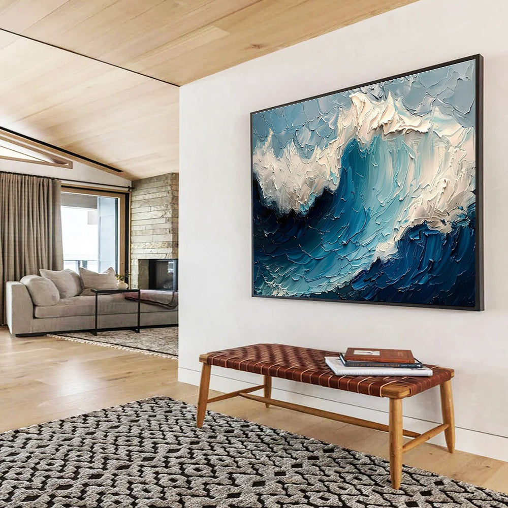 Oversized Custom Hand-Painted Abstract Art for Antarctic Marine Mammal Migration Pattern Prediction Lab DLZ3150