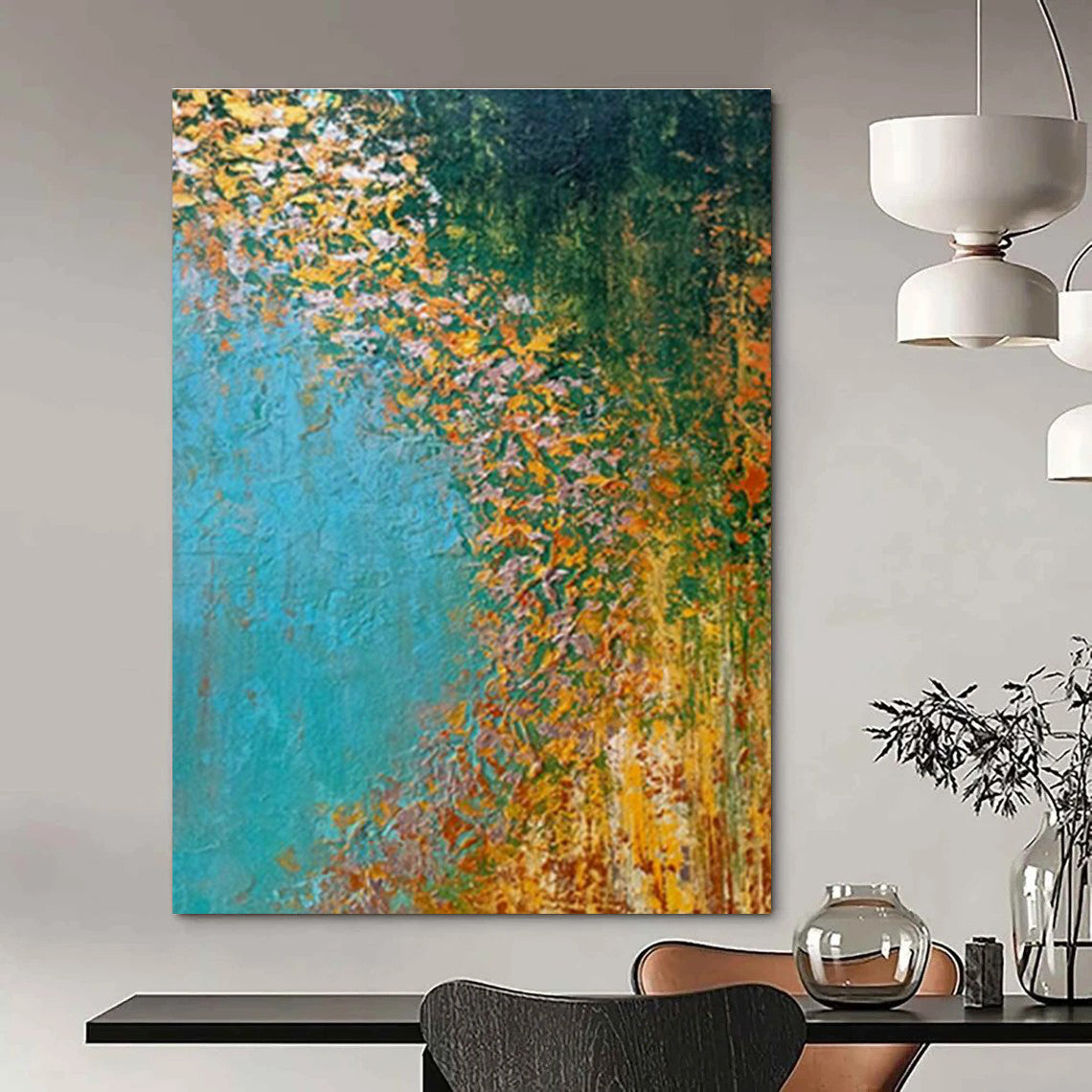 Oversized Custom Hand-Painted Abstract Canvas for Aerial Yoga Studios  DLZ0067