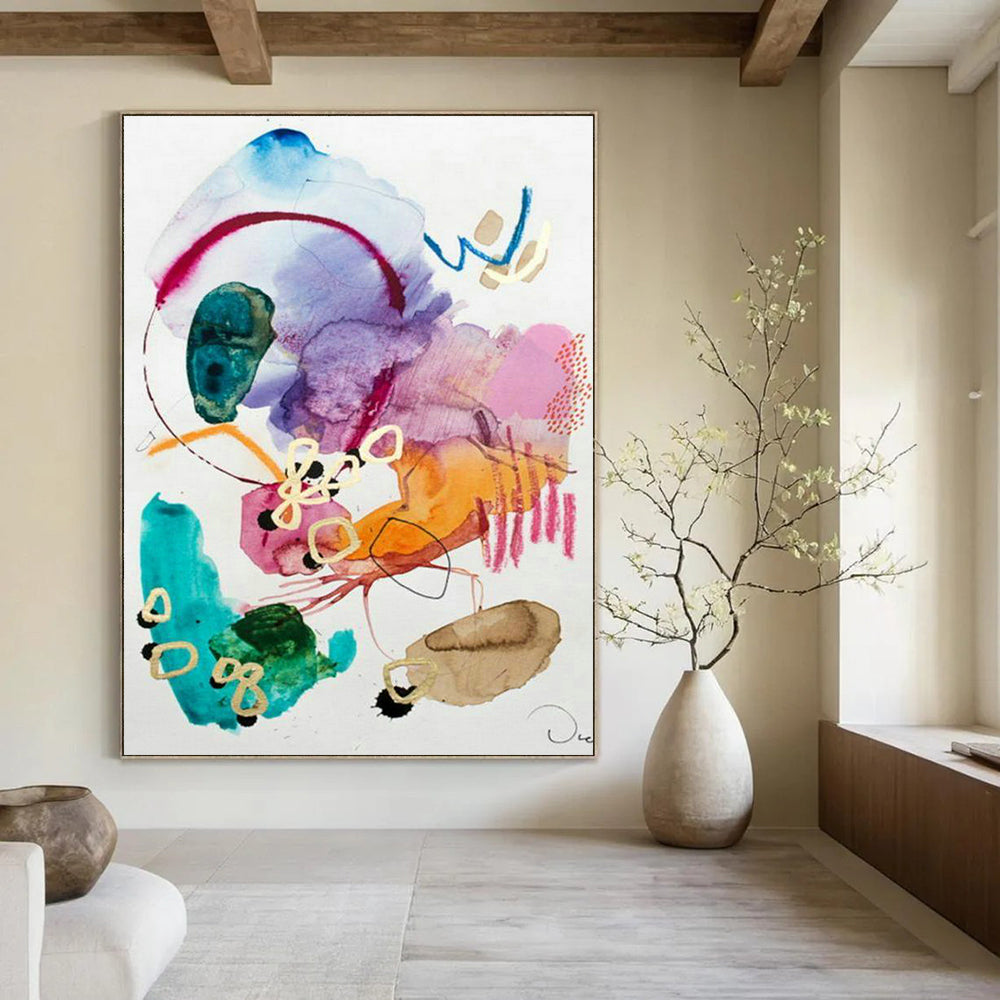 Massive Custom Hand-Painted Abstract Canvas - Breathtaking Focal Point for Exhibition Centers  DLZ0178