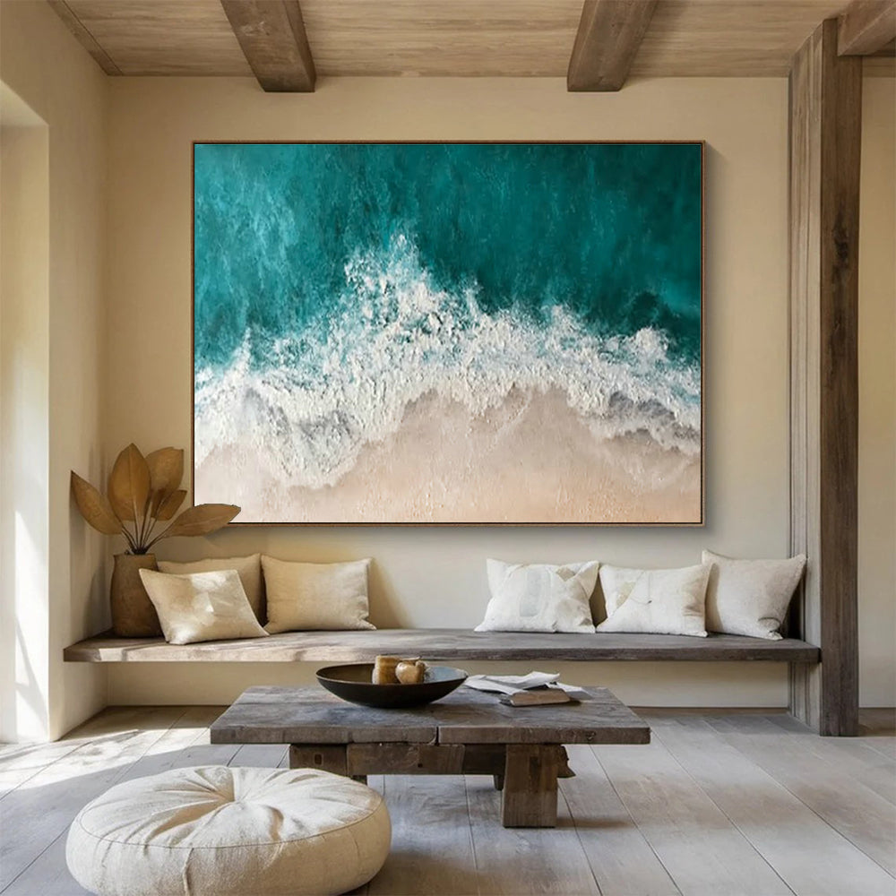 Custom Giant Abstract Hand Painting for Vertical Urban Aquarium Aquascape Design Studio DLZ3083