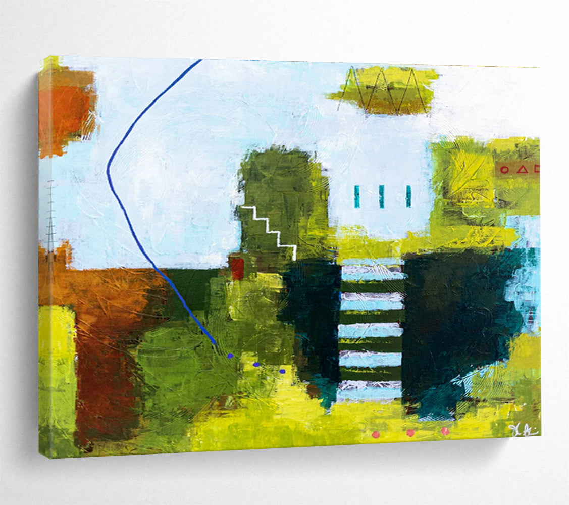 Large-Size Custom Abstract Hand Painting for Tropical Rainforest Canopy Walkway Visitor Center DLZ2945