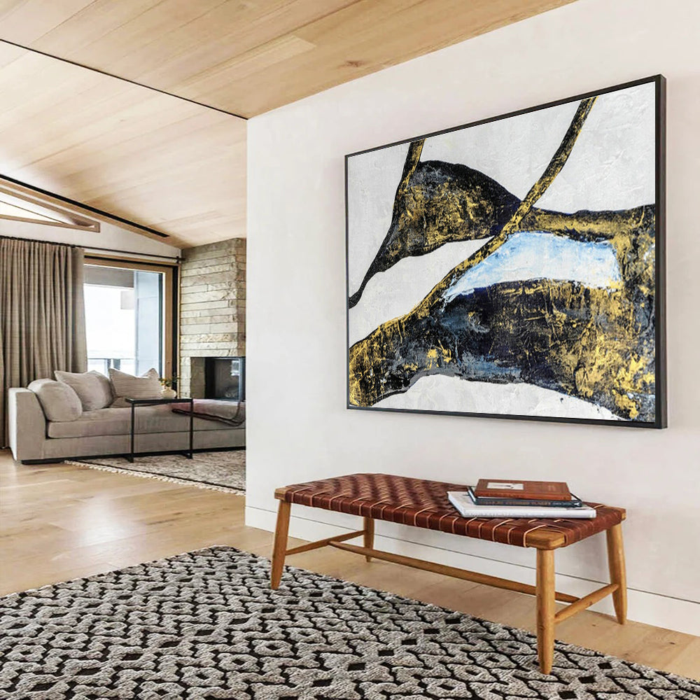 Customizable Extra-Large 3D Textured Hand-Painted Abstract Oil Painting for High-Ceiling Spaces
