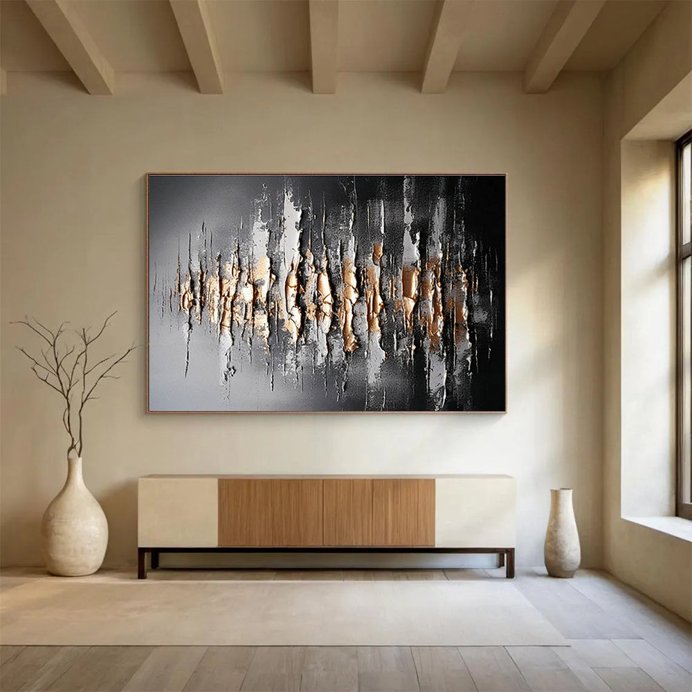 Customizable Extra-Large 3D Textured Hand-Painted Abstract Oil Painting for High-Ceiling Spaces