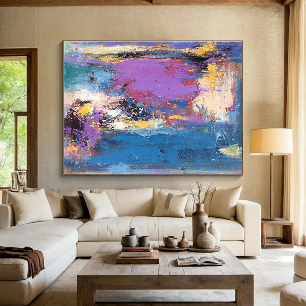 Bespoke Underwater Data Center Oversized Abstract Hand-Painted Mural DLZ2545