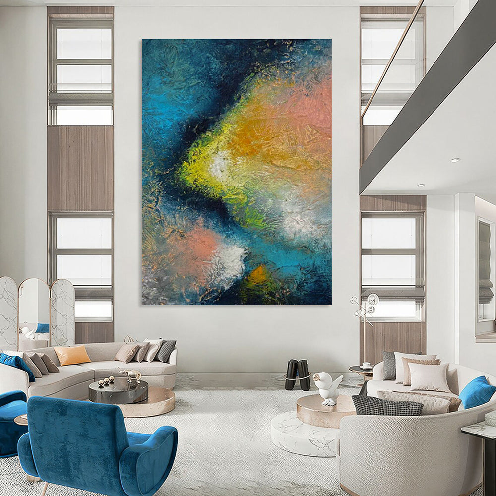 Extra Wide Custom Hand-Painted Abstract Canvas for Traditional Japanese Tea Ceremony Rooms  DLZ0057