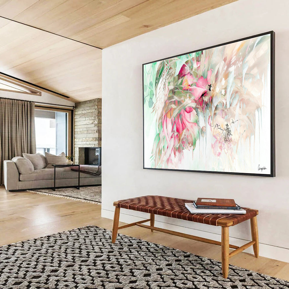 Oversized Custom Abstract Hand Painting for Jungle Safari Lodge Dining Pavilion DLZ2918