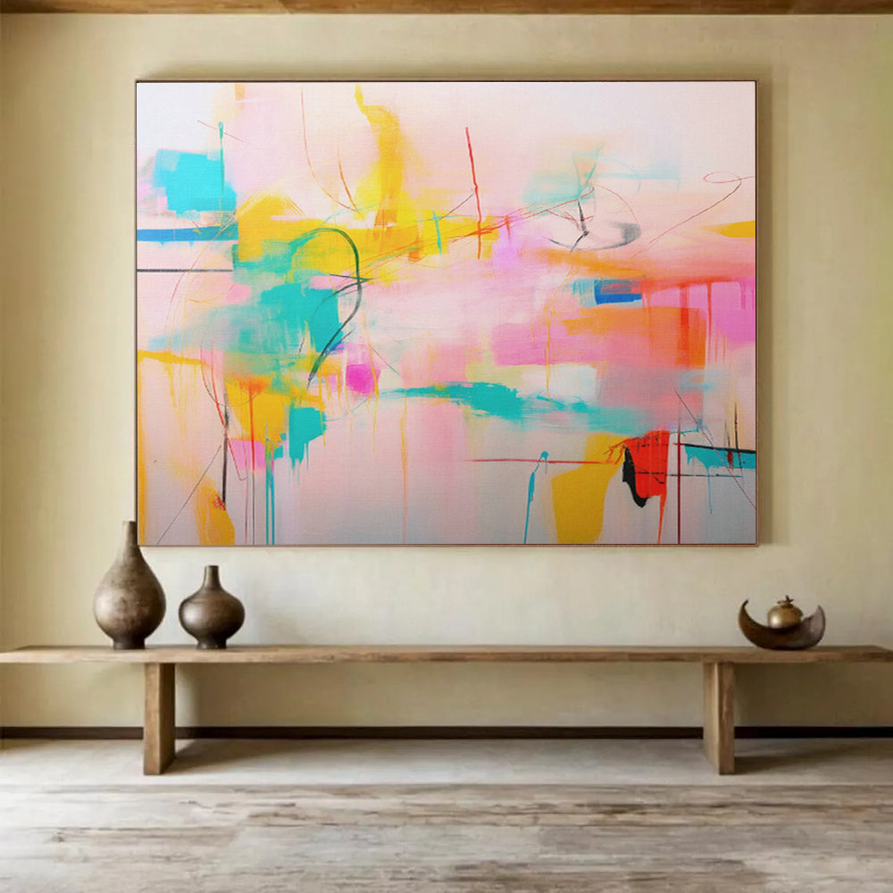 Oversized Custom Hand-Painted Abstract Art for Online Payment Gateway Security Operations Center DLZ2884