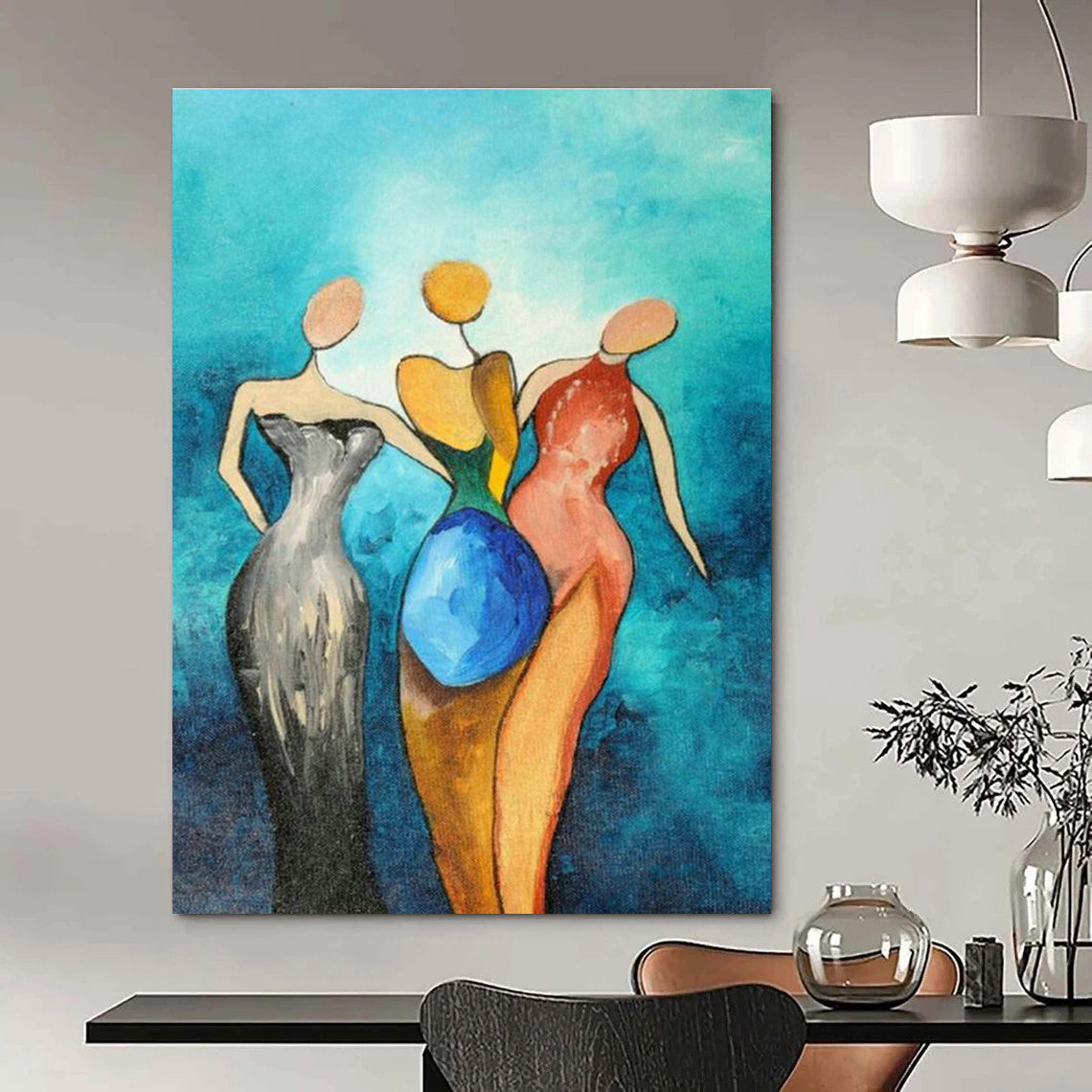 Huge Customizable Hand-Painted Abstract Artwork for Traditional Tea Houses  DLZ0036