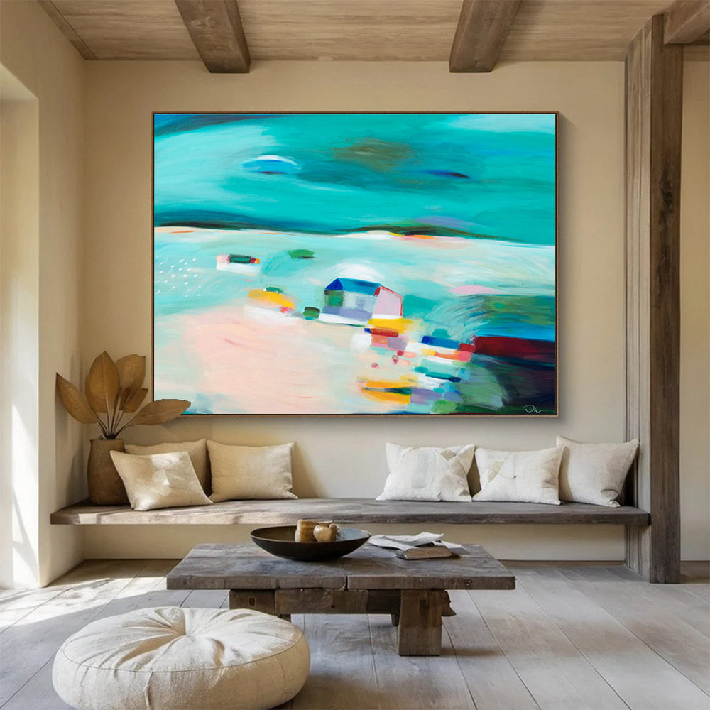 Interactive Magnetic Custom Hand-Painted Abstract for Collaborative Office Walls